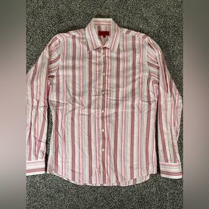 Hugo Boss Men’s XL Long Sleeve Button Up Shirt Point Collar Multicolored Stripes